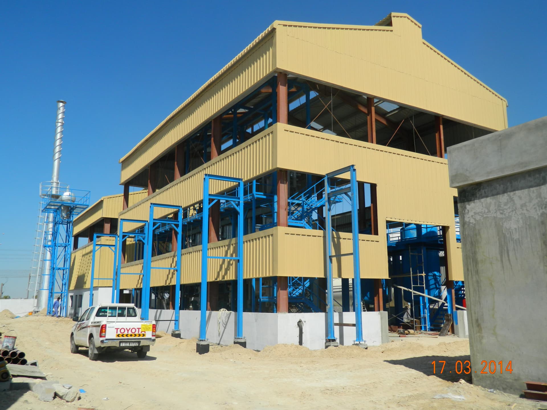 Industrial plant steel structure and cladding